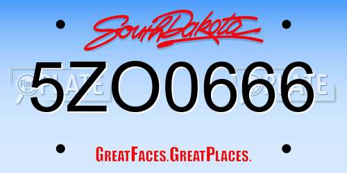 5ZO0666 South Dakota License Plate