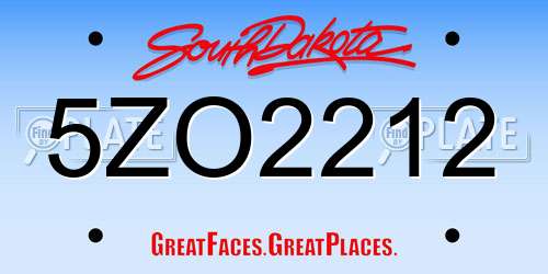 5ZO2212 South Dakota License Plate