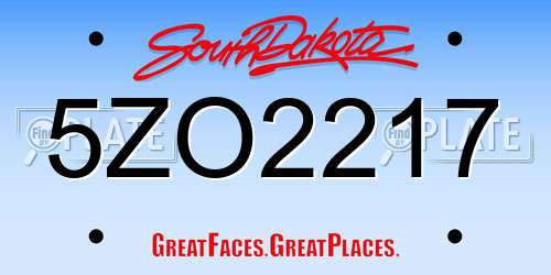 5ZO2217 South Dakota License Plate