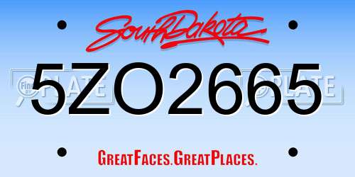 5ZO2665 South Dakota License Plate