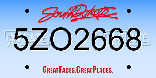 5ZO2668 South Dakota License Plate