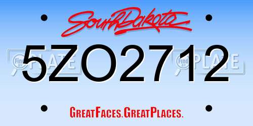 5ZO2712 South Dakota License Plate