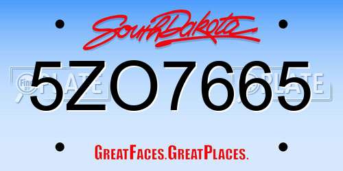 5ZO7665 South Dakota License Plate