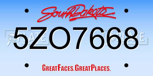 5ZO7668 South Dakota License Plate