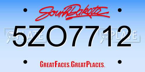 5ZO7712 South Dakota License Plate
