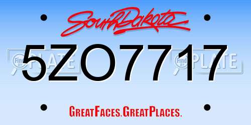 5ZO7717 South Dakota License Plate