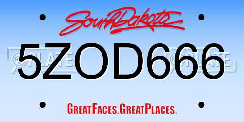 5ZOD666 South Dakota License Plate