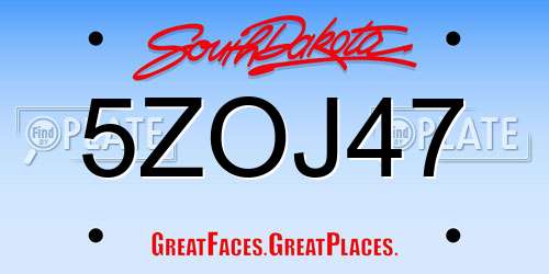 5ZOJ47 South Dakota License Plate
