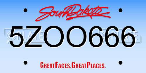 5ZOO666 South Dakota License Plate