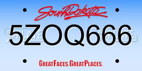 5ZOQ666 South Dakota License Plate