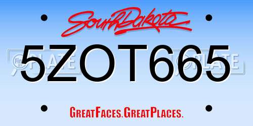 5ZOT665 South Dakota License Plate
