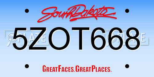 5ZOT668 South Dakota License Plate