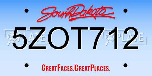 5ZOT712 South Dakota License Plate