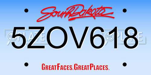 5ZOV618 South Dakota License Plate