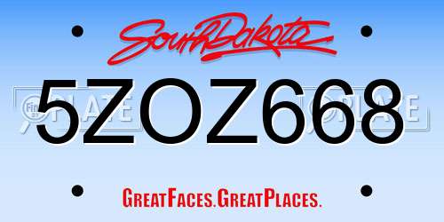 5ZOZ668 South Dakota License Plate
