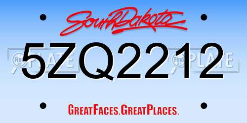 5ZQ2212 South Dakota License Plate
