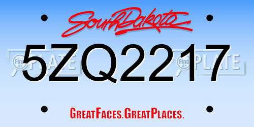 5ZQ2217 South Dakota License Plate