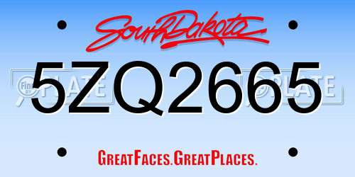 5ZQ2665 South Dakota License Plate