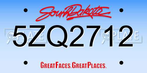 5ZQ2712 South Dakota License Plate