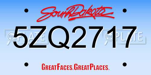 5ZQ2717 South Dakota License Plate