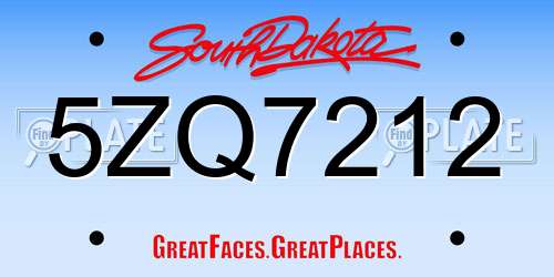 5ZQ7212 South Dakota License Plate
