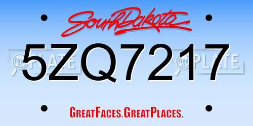 5ZQ7217 South Dakota License Plate