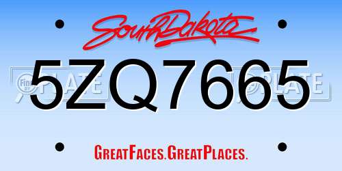 5ZQ7665 South Dakota License Plate