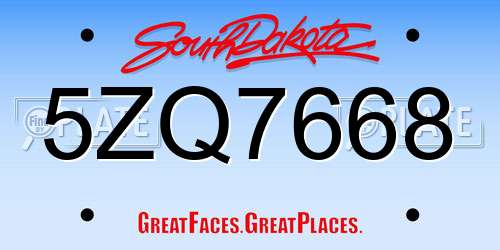 5ZQ7668 South Dakota License Plate