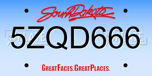 5ZQD666 South Dakota License Plate