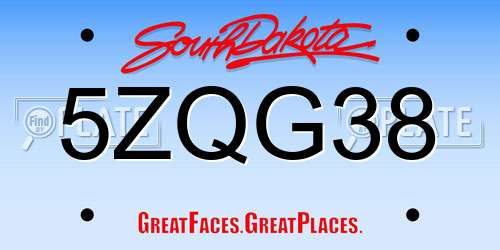 5ZQG38 South Dakota License Plate