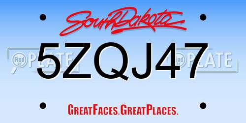 5ZQJ47 South Dakota License Plate