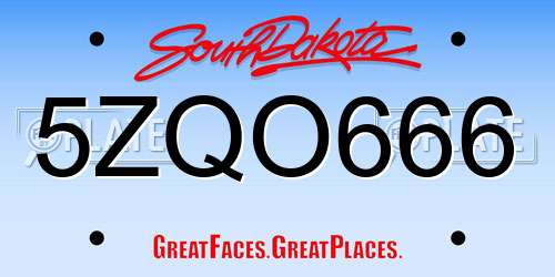 5ZQO666 South Dakota License Plate