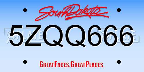 5ZQQ666 South Dakota License Plate