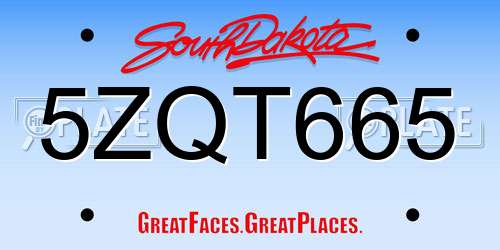 5ZQT665 South Dakota License Plate