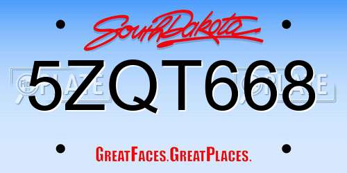 5ZQT668 South Dakota License Plate