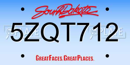 5ZQT712 South Dakota License Plate