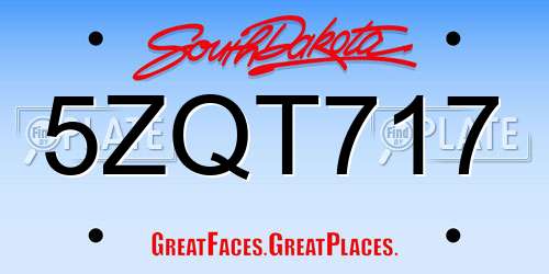 5ZQT717 South Dakota License Plate
