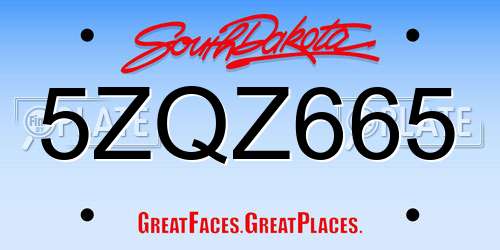 5ZQZ665 South Dakota License Plate