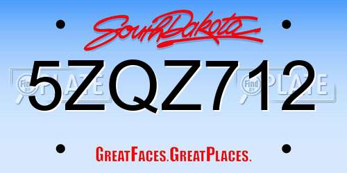 5ZQZ712 South Dakota License Plate