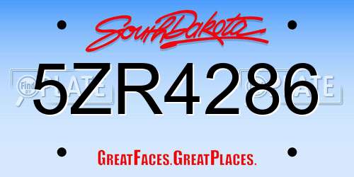 5ZR4286 South Dakota License Plate