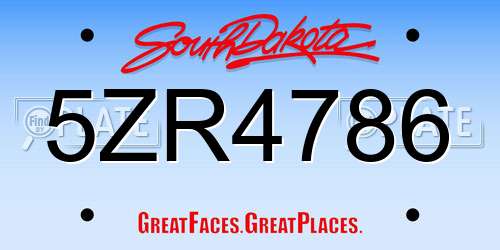 5ZR4786 South Dakota License Plate