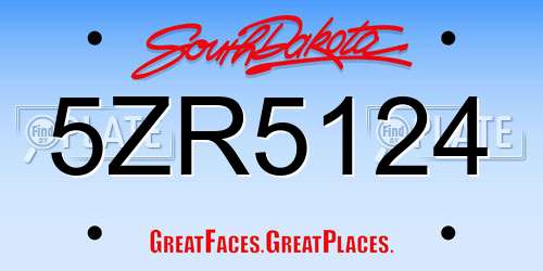 5ZR5124 South Dakota License Plate