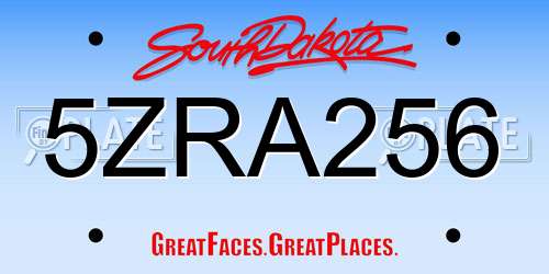 5ZRA256 South Dakota License Plate