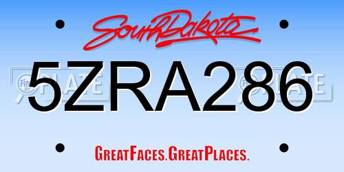5ZRA286 South Dakota License Plate