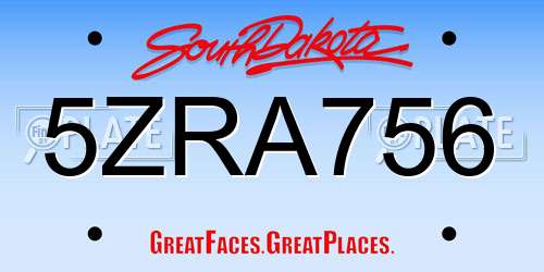 5ZRA756 South Dakota License Plate