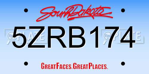 5ZRB174 South Dakota License Plate