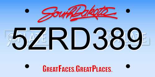 5ZRD389 South Dakota License Plate