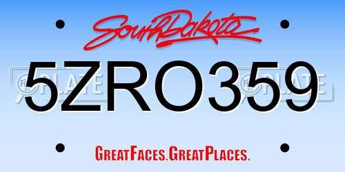 5ZRO359 South Dakota License Plate