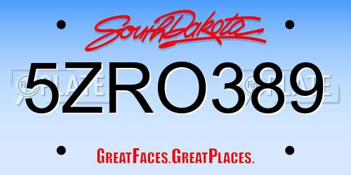 5ZRO389 South Dakota License Plate
