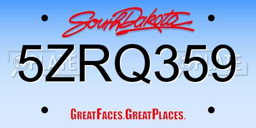 5ZRQ359 South Dakota License Plate